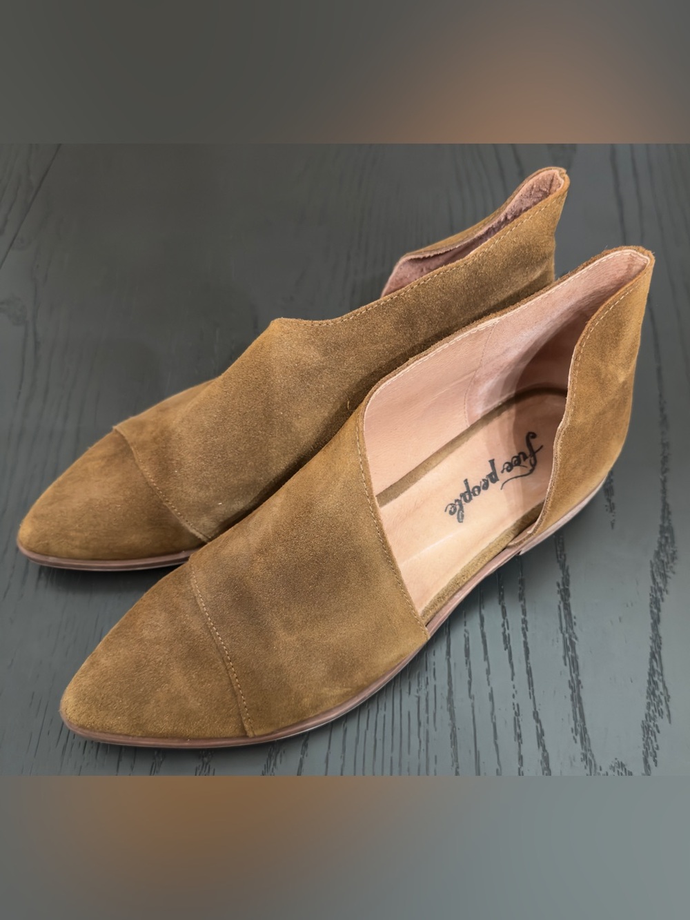 Free People Brown Suede D’Orsay Pointed Toe Flats EU 40